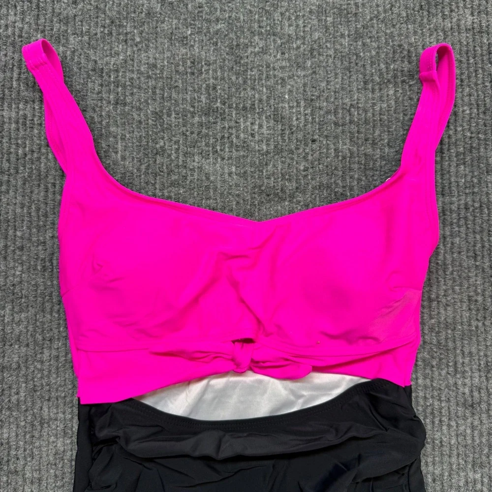 Womens S Colorblock Monokini Swimsuit Pink Cutout One Piece Retro NWOT Adustable
